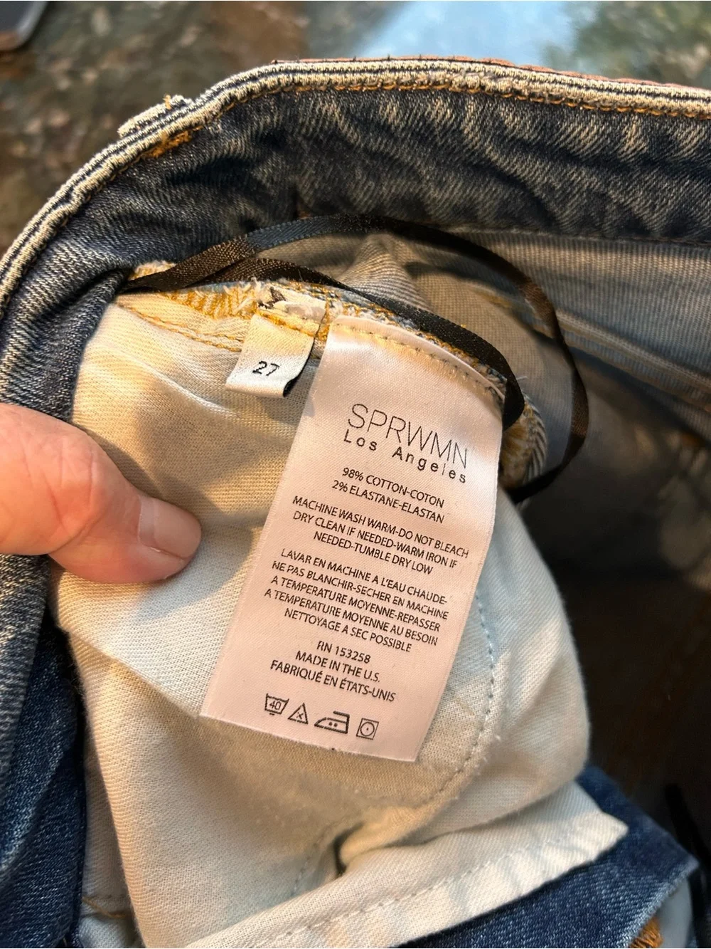 NWOT SPRWMN Micro Flare Jeans. Made in USA. SZ 27. Luxury. Designer. Medium wash